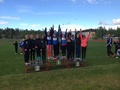 11-vuotiaiden tyttöjen turkoosi joukkue kolmannella sijalla 4 x 600 metrin viestissä: Julia Tuura, Vanessa Lindberg, Helmi Lievonen ja Emmi Hietanen.